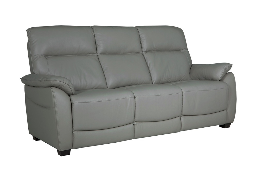 Nerano Fixed 3 Seater Steel Grey Leather
