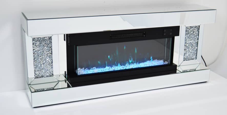 # PRE ORDER SPECIAL OFFER PRICE  JANUARY DELIVERY - # Diamond Crush Sparkle Wall Mounted Mirrored Fire Surround with Multi colour  Changing Flame Effe