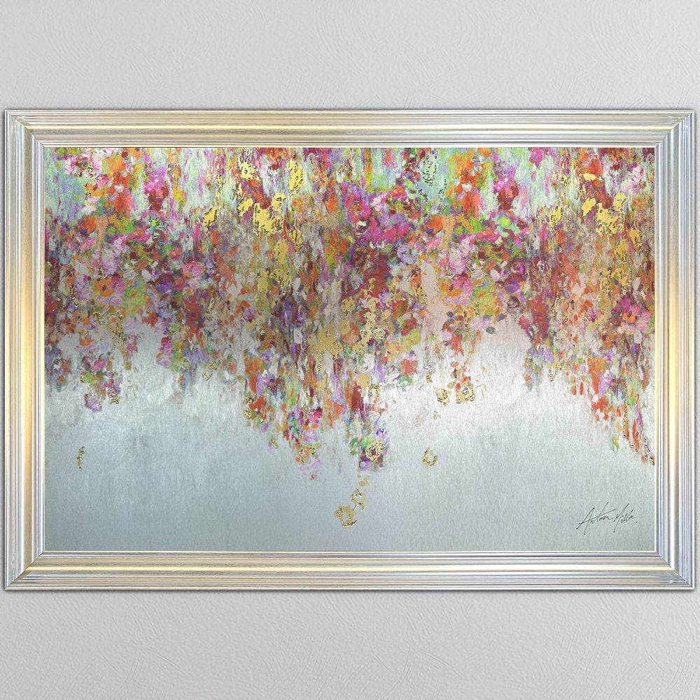Blooming Blossom on Aluminium Panel Wall Art in in a Silver Vegas Frame