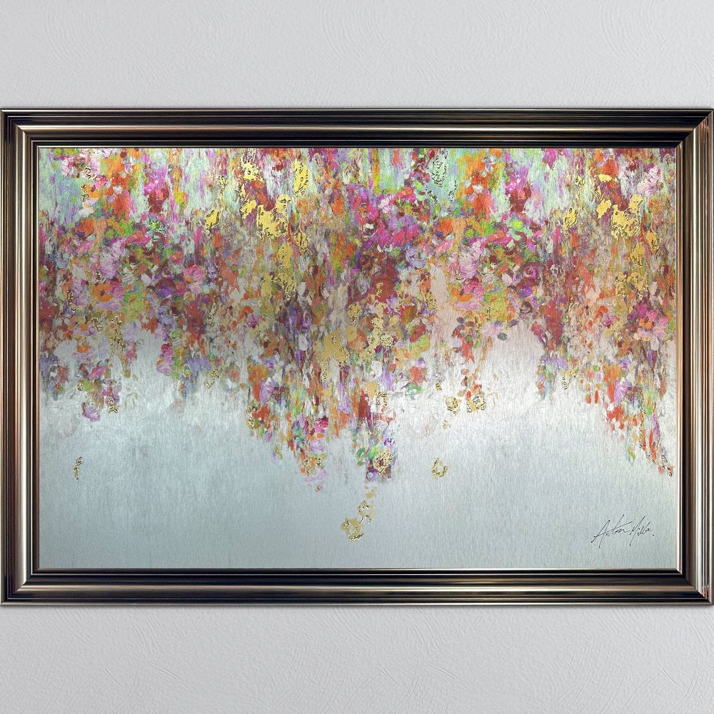 Blooming Blossom on Aluminium Panel Wall Art in in a Metallic Vegas Frame