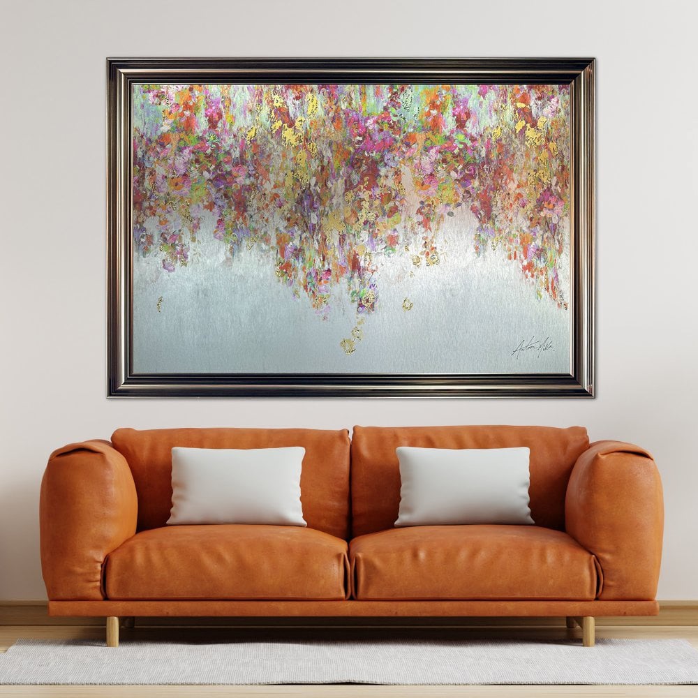 Blooming Blossom on Aluminium Panel Wall Art in in a Metallic Vegas Frame