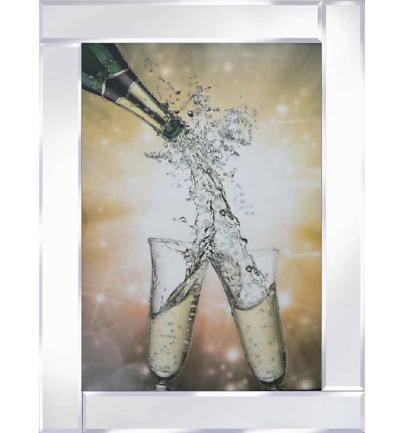 Mirror framed art print "Champagne Celebration"  95cm x 75cm