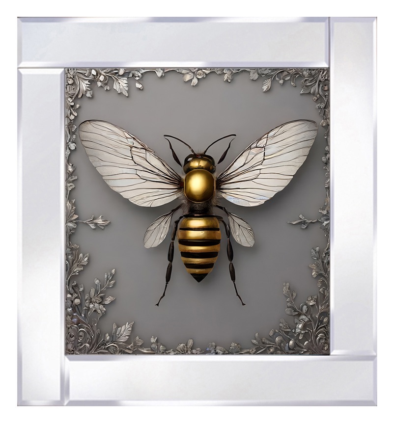 Mirror framed art print Gleaming abstract Manchester bee, symbolising strength" 60cm x 60cm