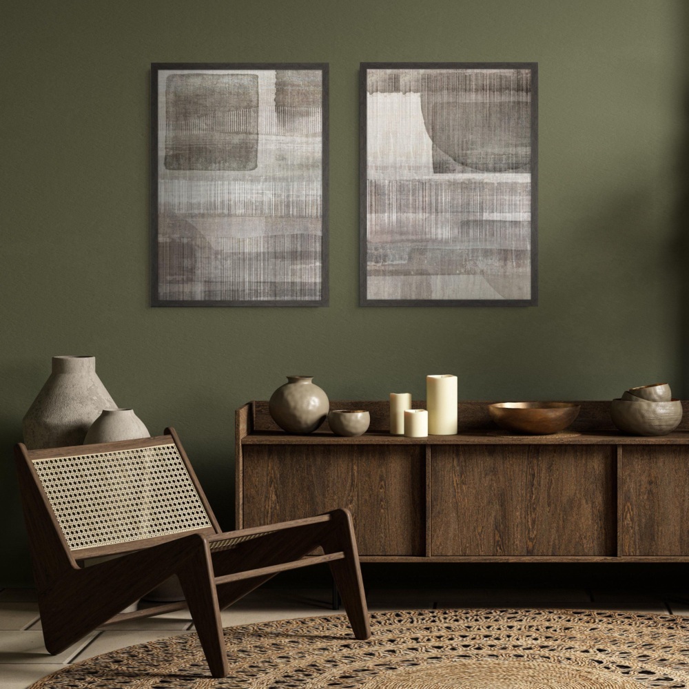 Intersection  Set of  2 contemporary framed canvases that boast flare.
