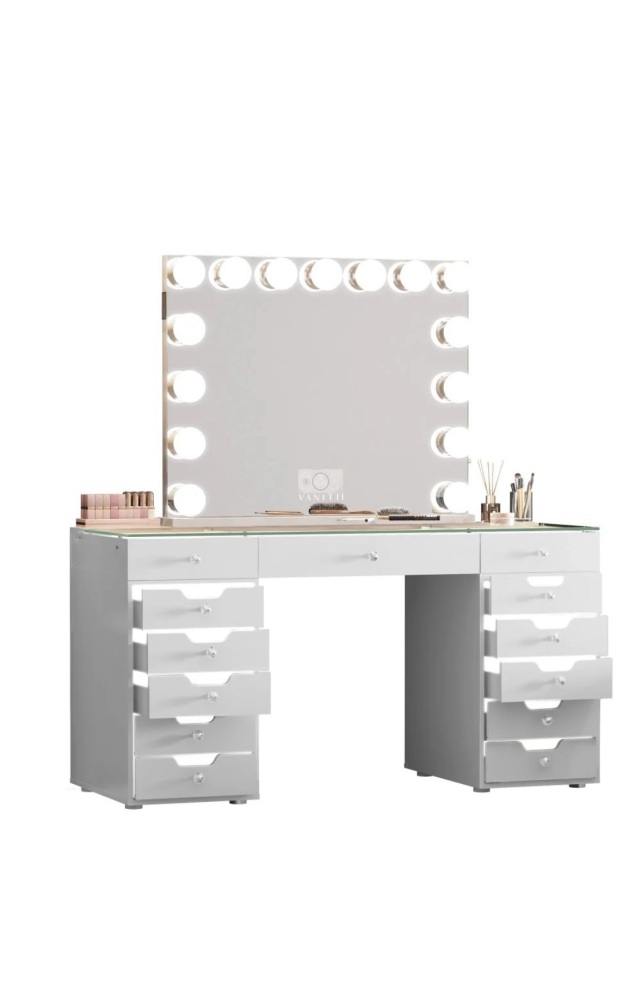 #* Eva Vanity Desk 13  Draw with built in lights