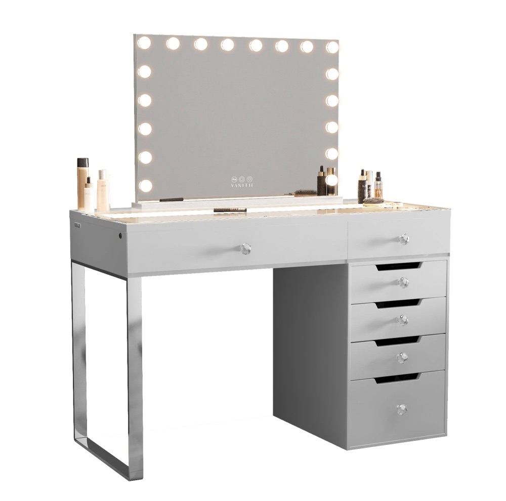 stunning high quality hard wood Diana Vanity Desk 6 Draw with built in