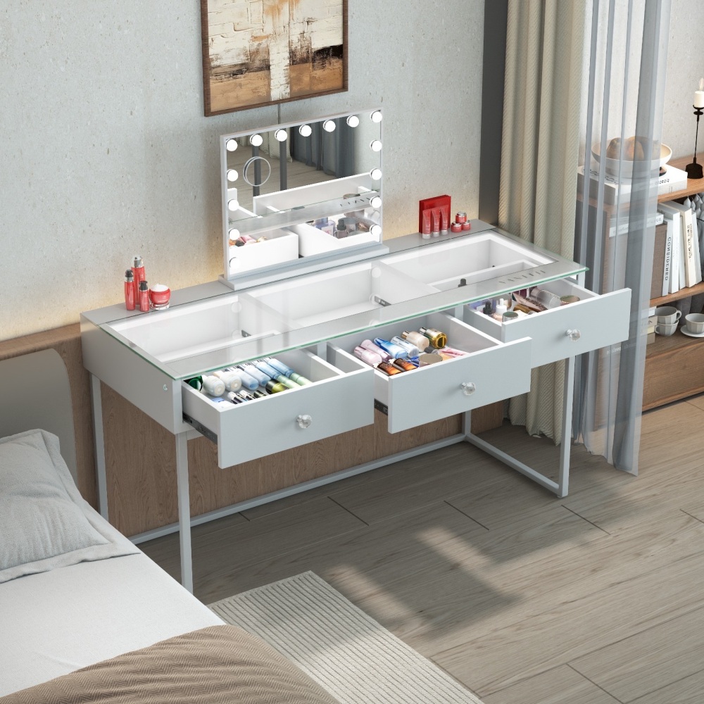 Billie Vanity Desk 3 Drawer with built in Led lights