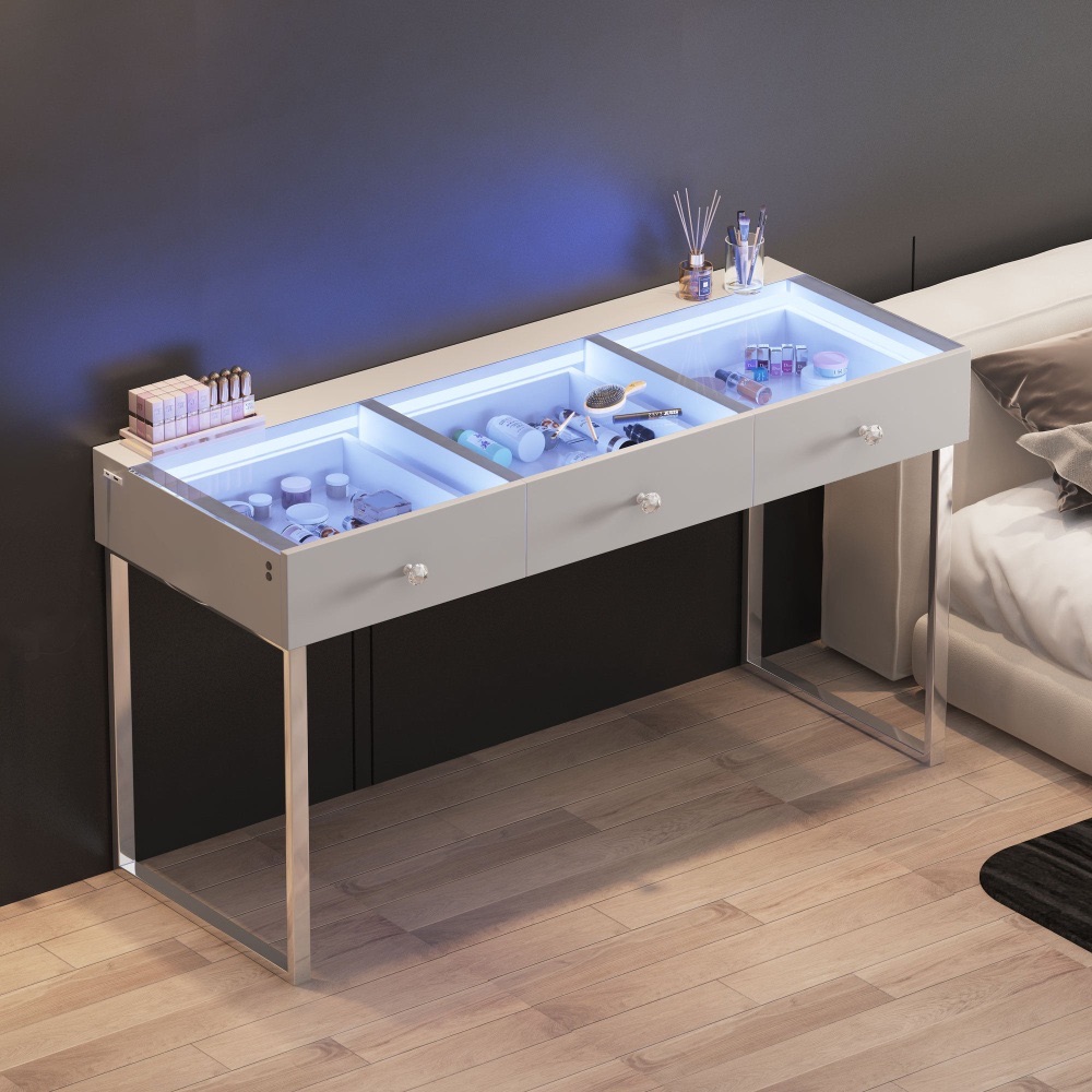 Billie Vanity Desk 3 Drawer with built in Led lights