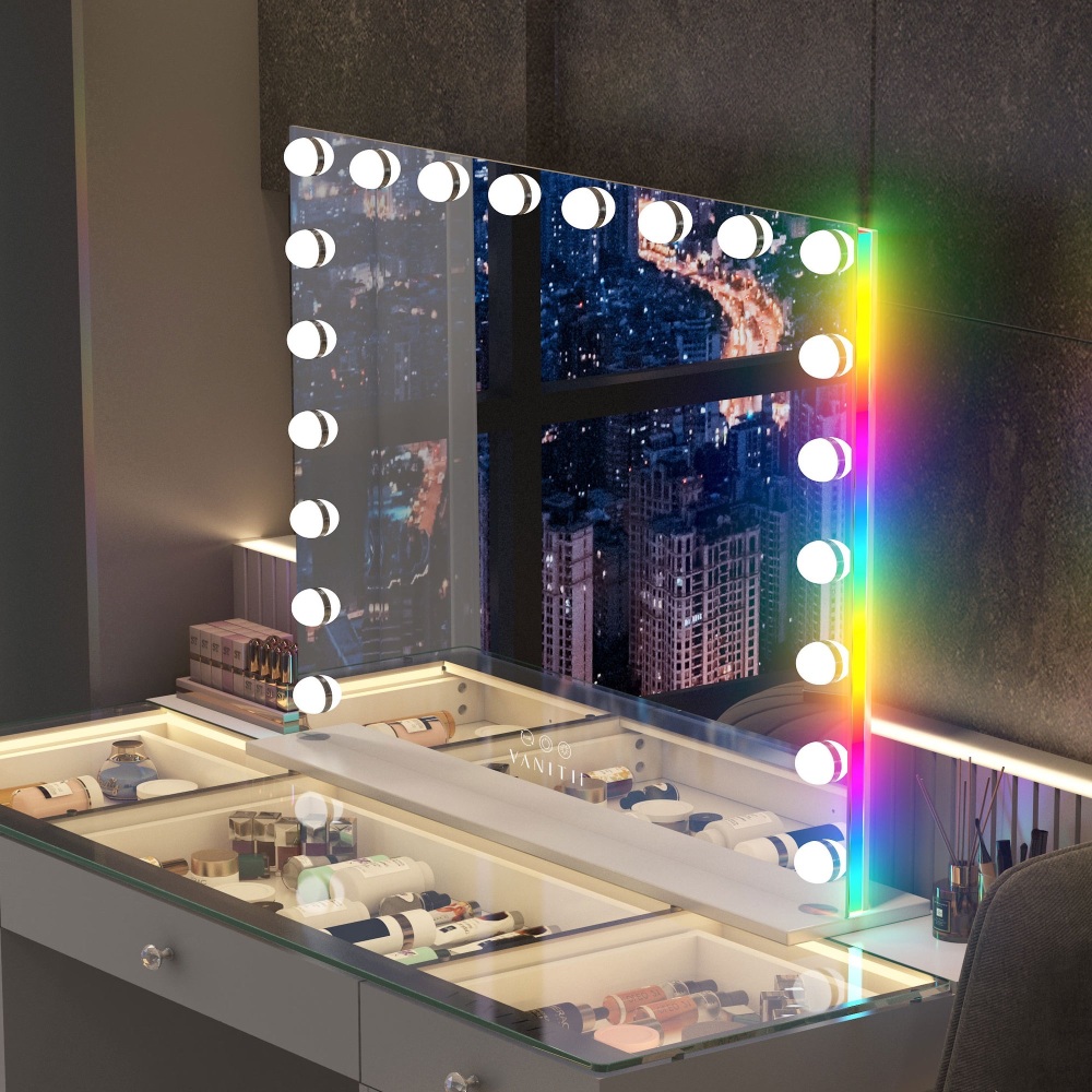20 bulb Hollywood Mirror with RGB Multi colours 100cm x 80cm