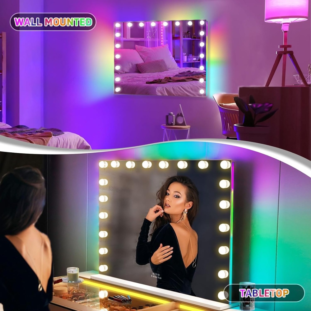 20 bulb Hollywood Mirror with RGB Multi colours 100cm x 80cm