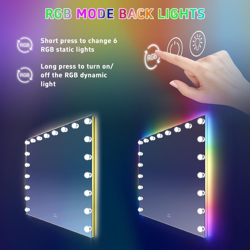 18 bulb Hollywood Mirror with RGB Multi colours 80cm x 60cm