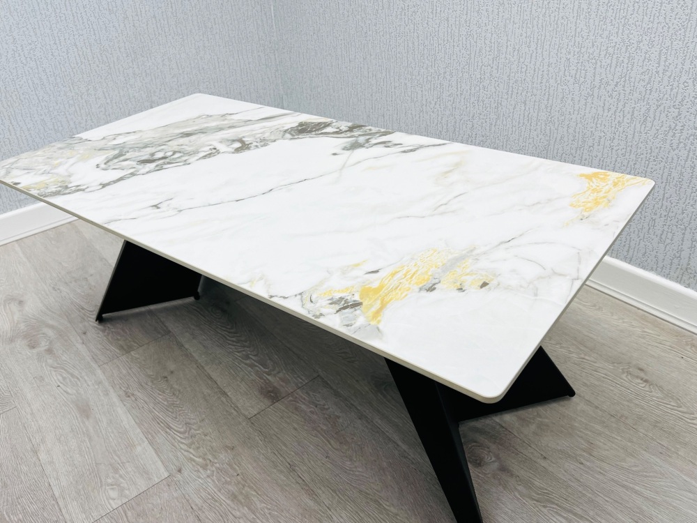 Chicago Cream & Gold Ceramic Coffee Table 120cm