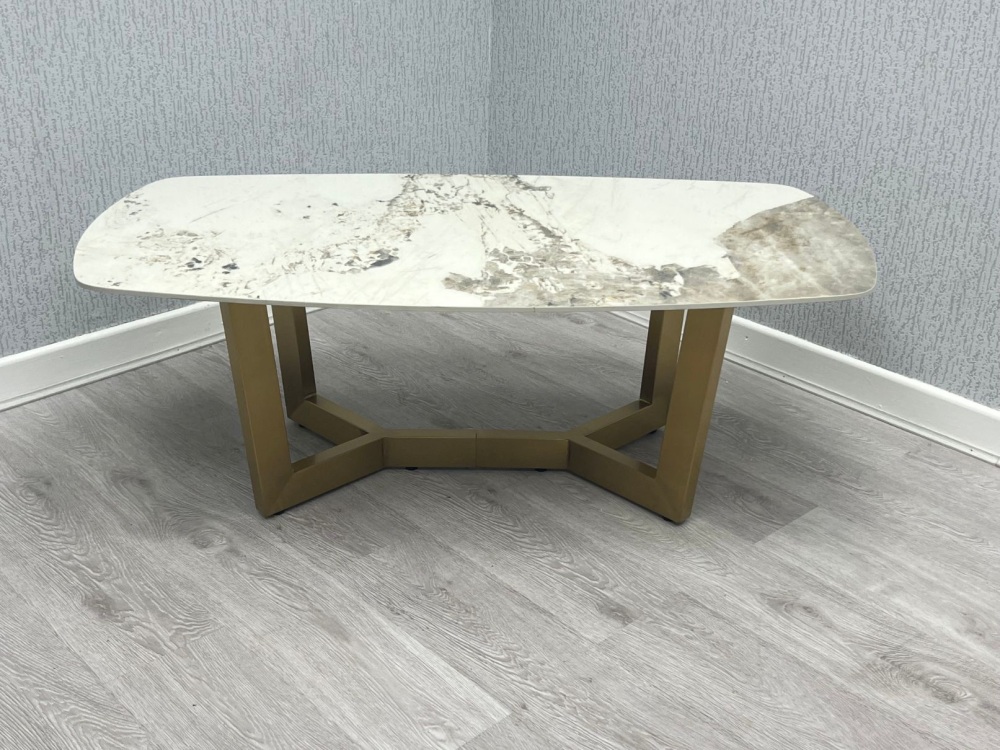 Sorrento Oval Ceramic Gold Coffee Table 120cm