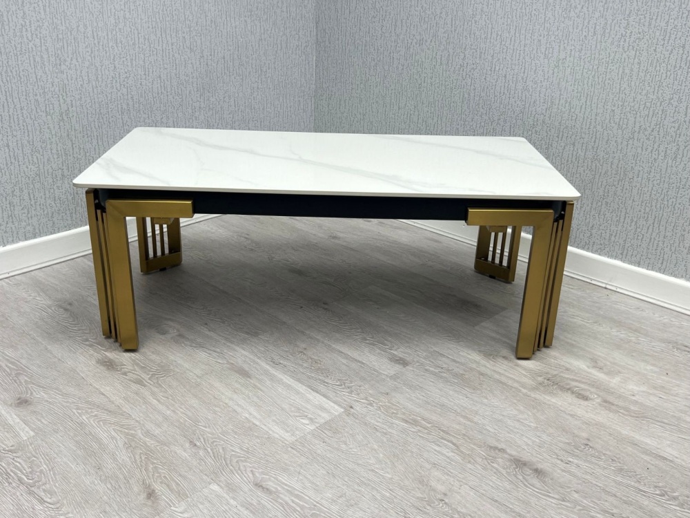 Sorrento Rectangle Ceramic Gold Coffee Table 120cm