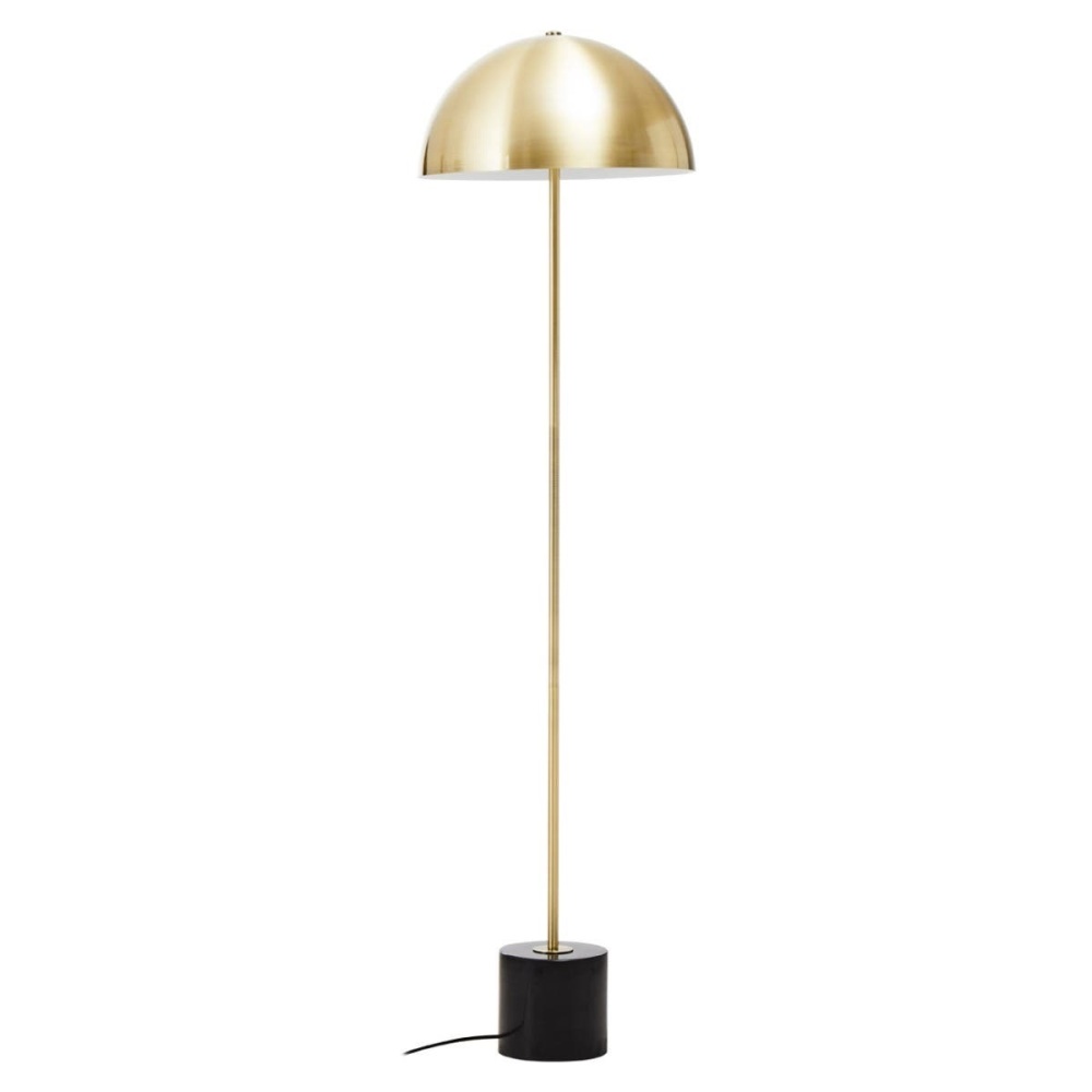 Murdoch Brushed Brass Floor Lamp with Black Marble Base