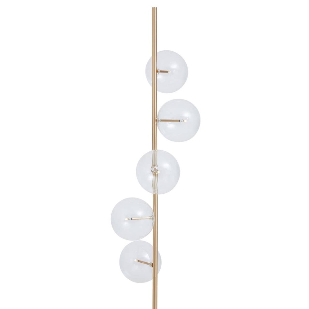 Abira Five Bulb Brushed Gold & White Marble Floor Lamp