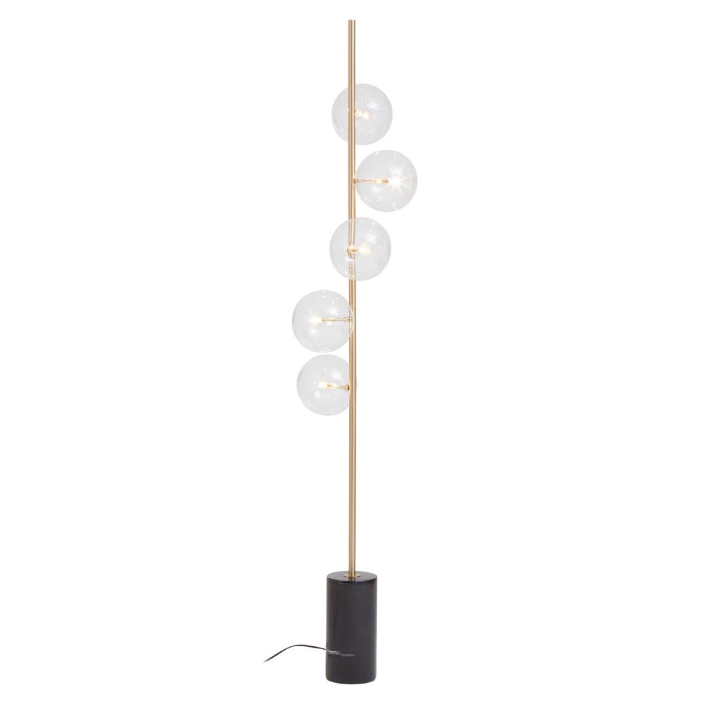 Abira brushed  Gold And Black Marble Floor Lamp