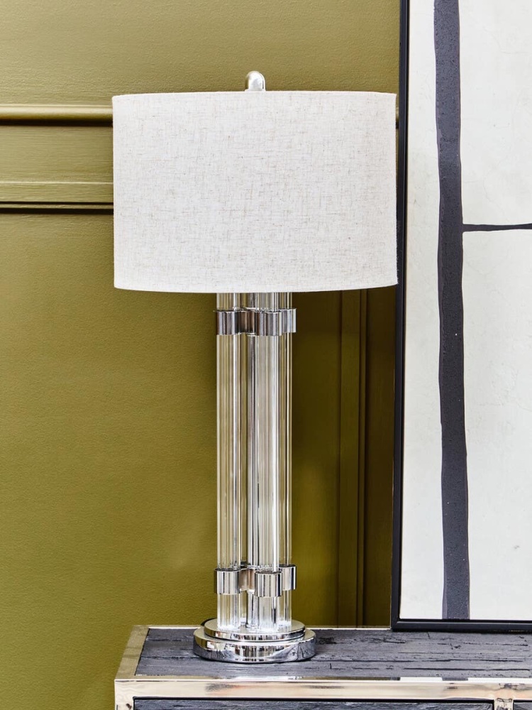 Eman Matte Silver and Ivory Table Lamp