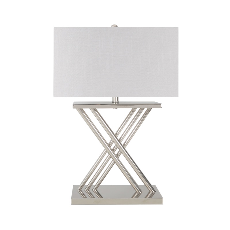 X Silver Table Lamp with white Shade