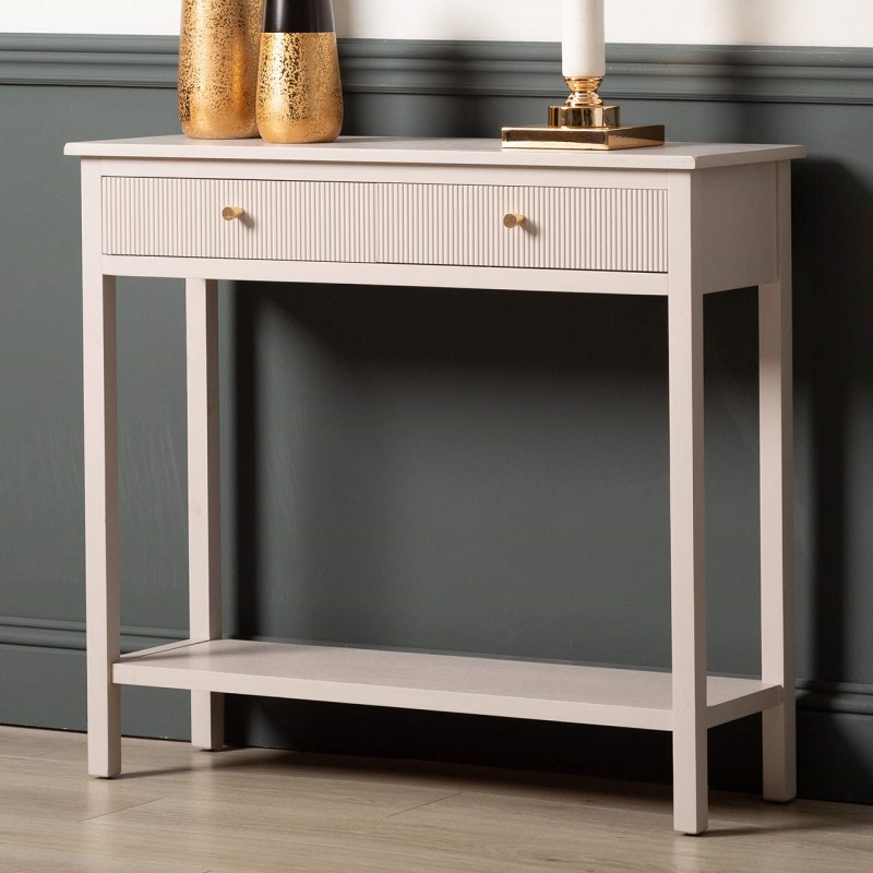 Lindon Summer Grey Wood 2 Drawer Console Table