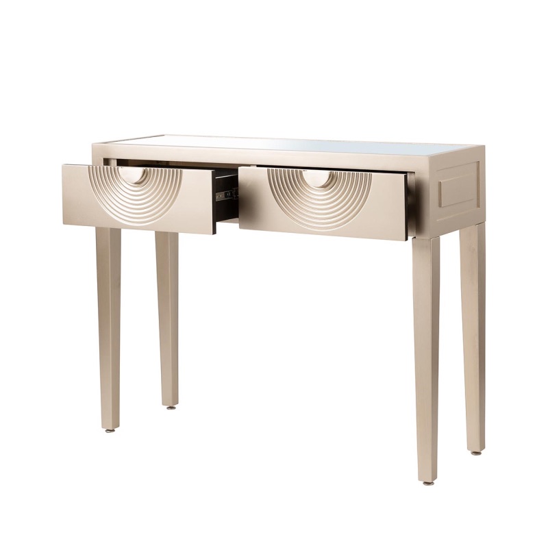 Elon 2 Drawer Console Table Gold with Clear Mirror