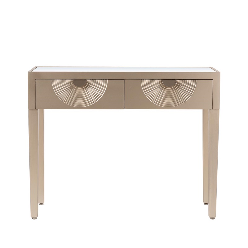 Elon 2 Drawer Console Table Gold with Clear Mirror