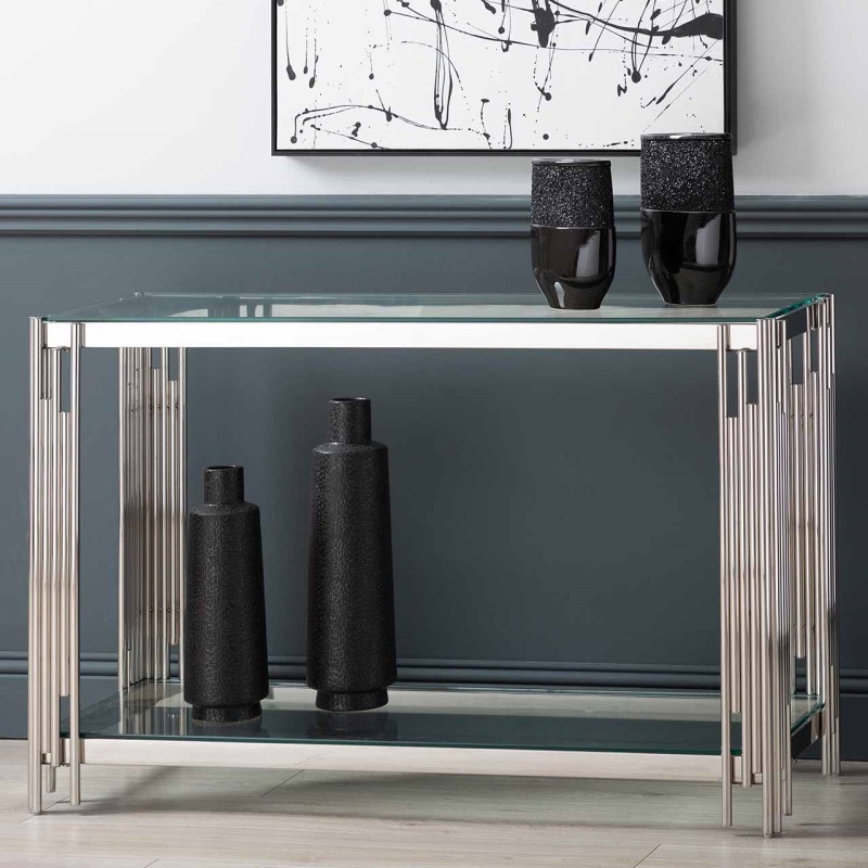 Cohen Steel Tubes and Glass Console Table