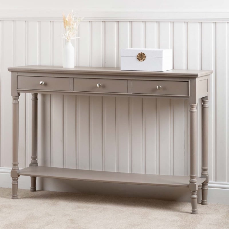 Delta  Taupe Large 3 Drawer Console 120cm