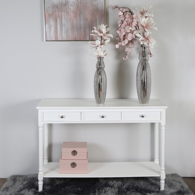 Delta  White Large 3 Drawer Console 120cm