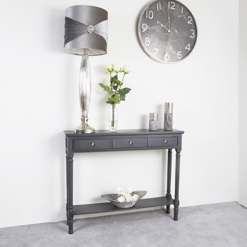 Delta Medium 3 Drawer Console Table Dark Grey - Ball Handle