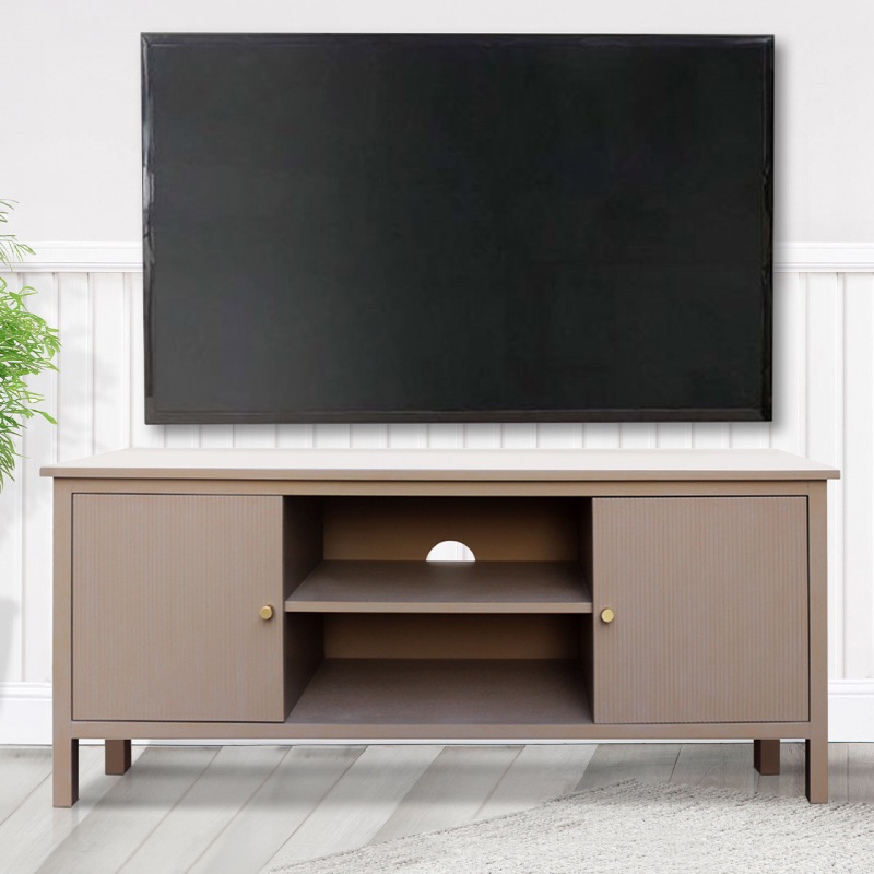 Lindon 2 Door Entertainment Unit Taupe with Nickel Handles 120cm