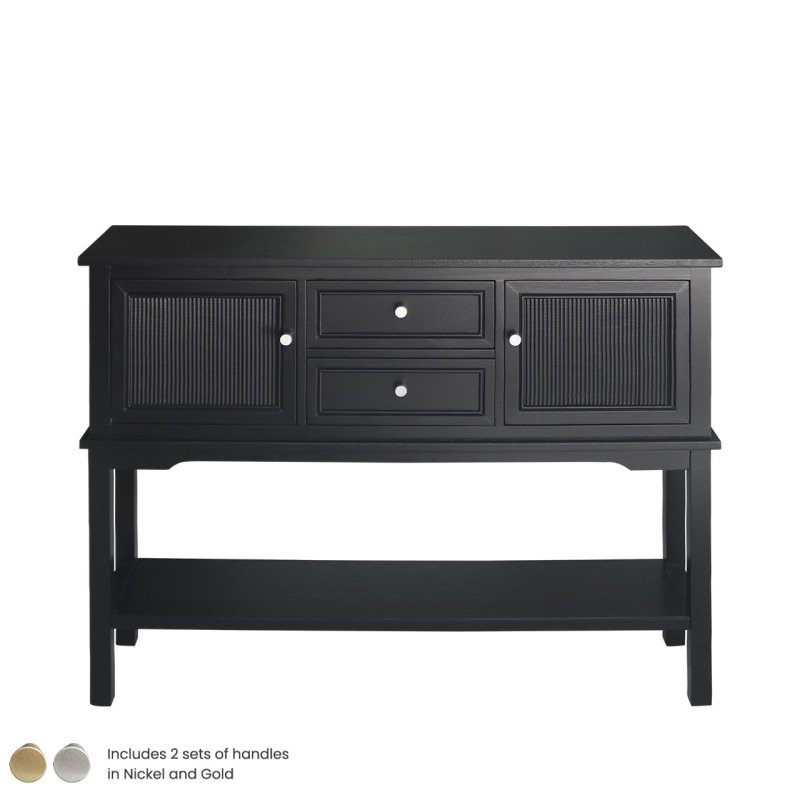 Lindon Black Wood 2 Drawer and 2 Door Sideboard 106cm