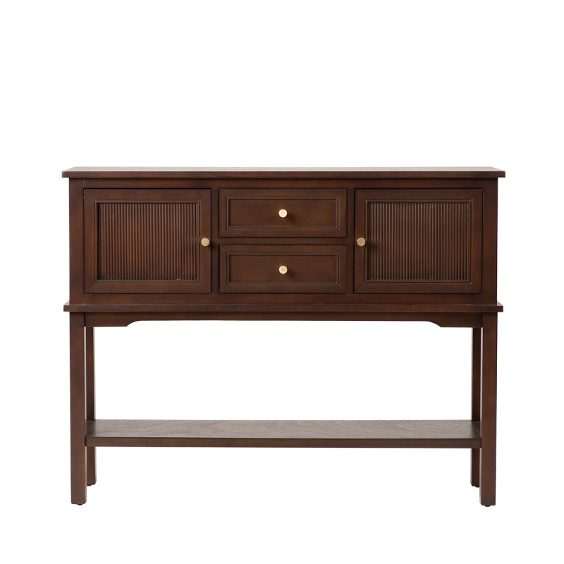 Lindon Walnut Brown 2 Door 2 Drawer Sideboard with Gold Handles 106cm