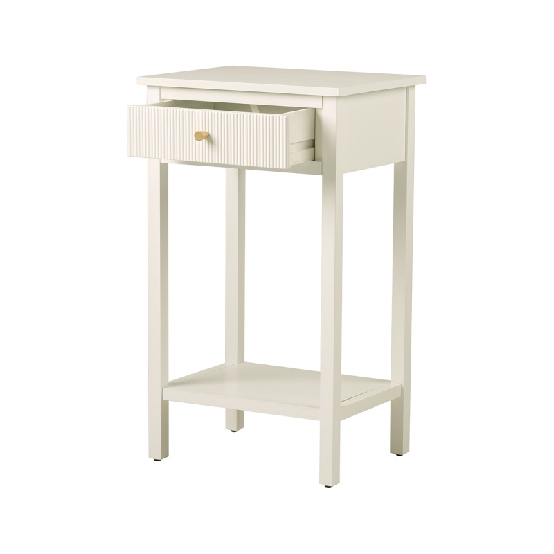 Lindon 1 Drawer End Table White with Gold Handles