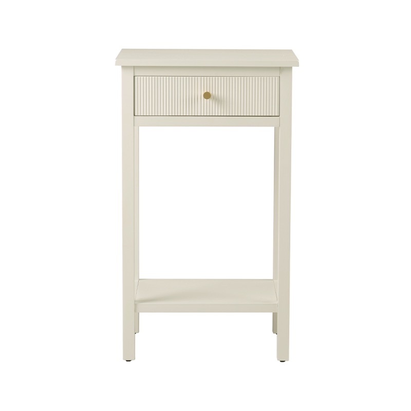 Lindon 1 Drawer End Table White with Gold Handles