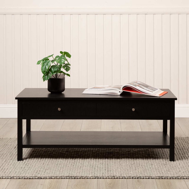 Lindon Black 2 Drawer Coffee Table