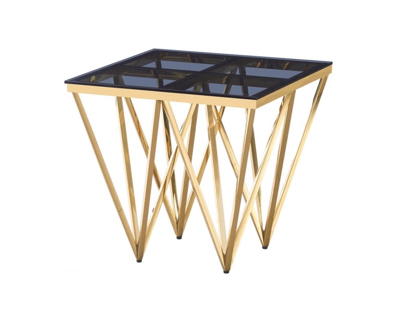 Gold Metal with Smoke Glass End Table