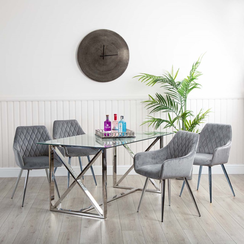 Zenith Stainless Steel Dining Table 160cm