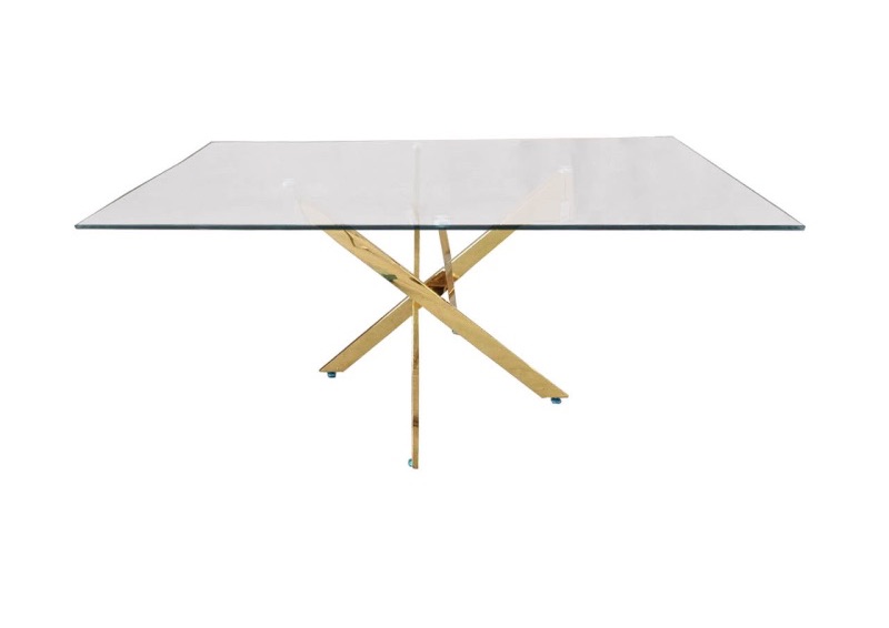 Nova Rectangular Gold And Glass Dining Table