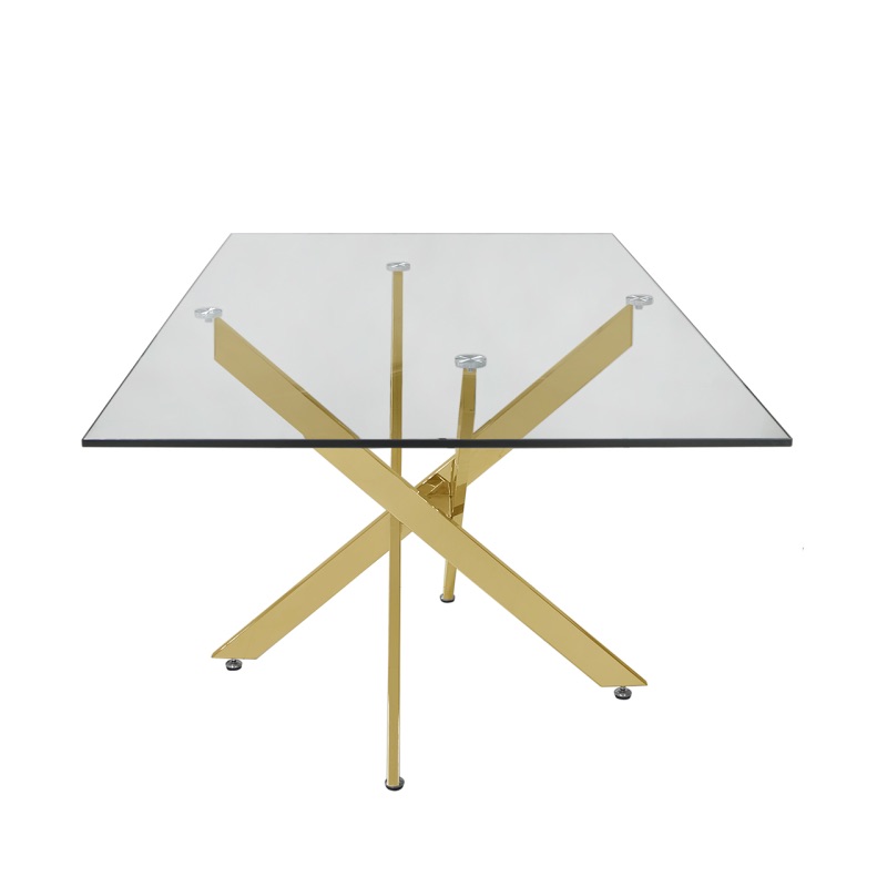 Nova Rectangular Gold And Glass Dining Table