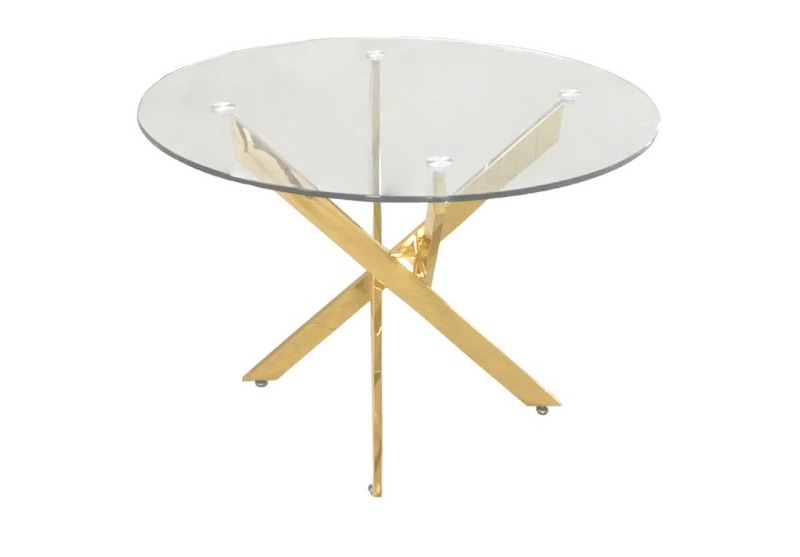 Nova Round Gold And Glass Dining Table 100cm