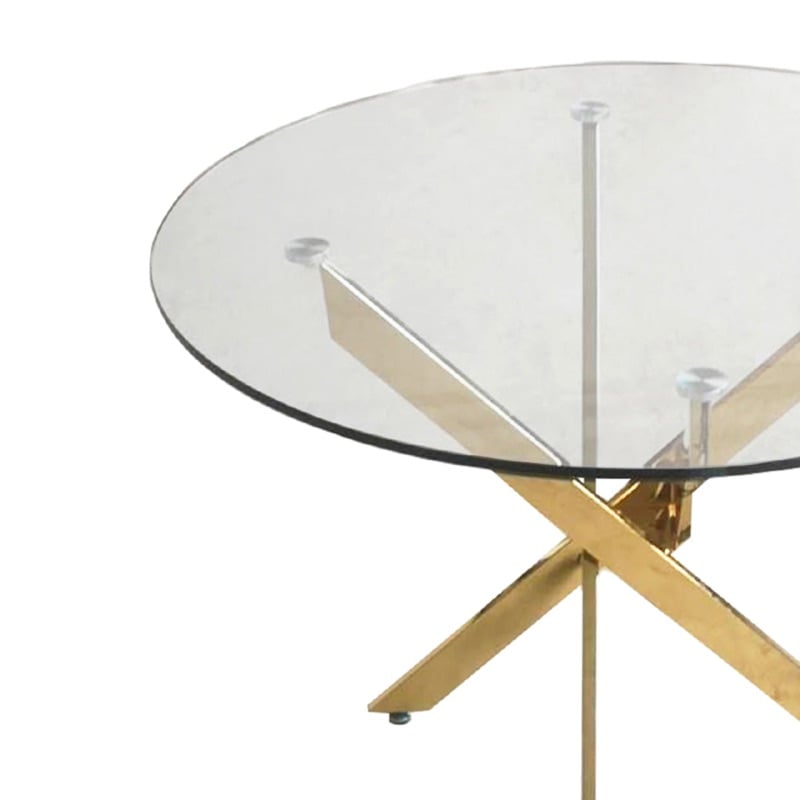 Nova Round Gold And Glass Dining Table 100cm