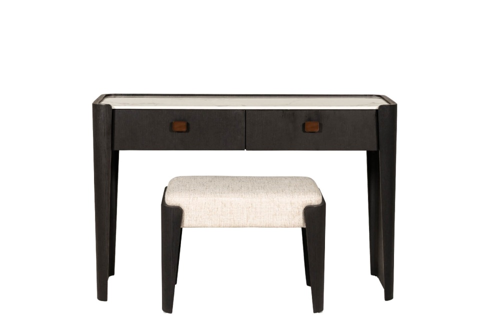 Rhodes 2 Drawer Dressing Table with stool in Ebony