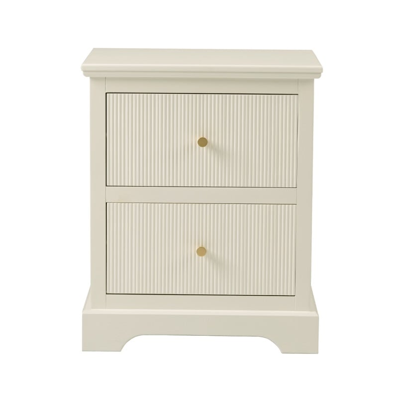 Lindon 2 Drawer Bedside Cabinet White with Gold Handles