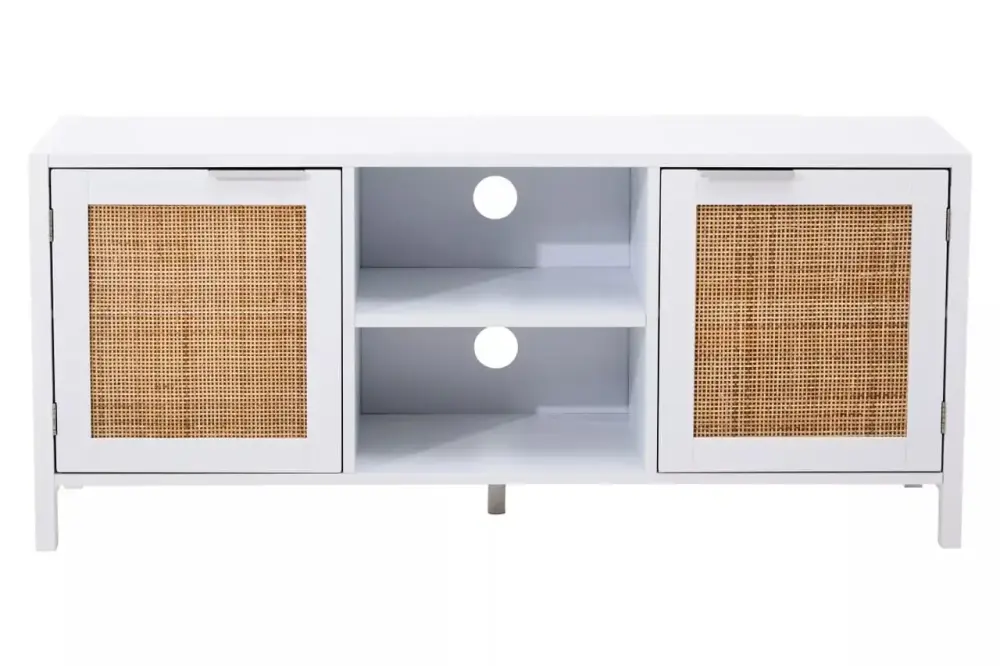 Sherman White Wood Media Unit 120cm