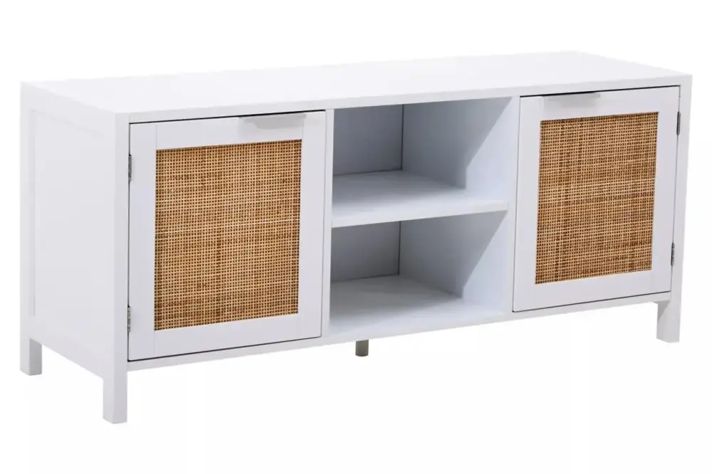 Sherman White Wood Media Unit 120cm