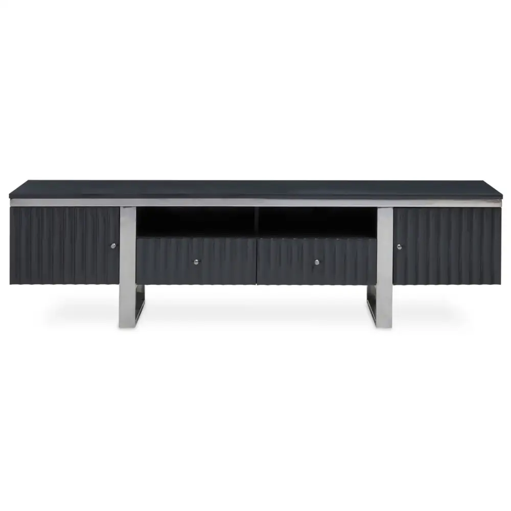 Genoa Hi Gloss Grey Media Unit 182cm