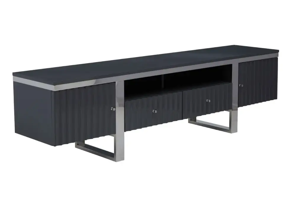 Genoa Hi Gloss Grey Media Unit 182cm