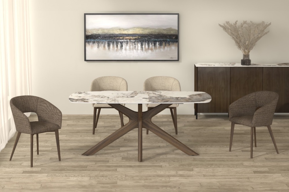 Ariya Walnut Rectangle sintered stone Dining Table 180cm