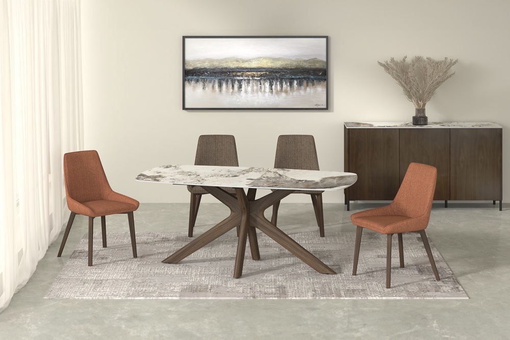 Ariya Walnut Rectangle sintered stone Dining Table 180cm